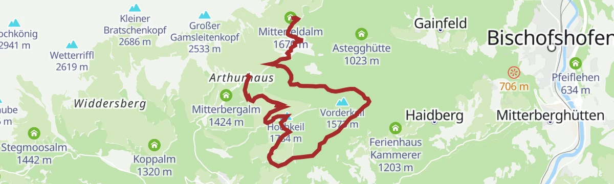 Route map: Hochkönig Hüttenhüpfer Tour 1. Etappe